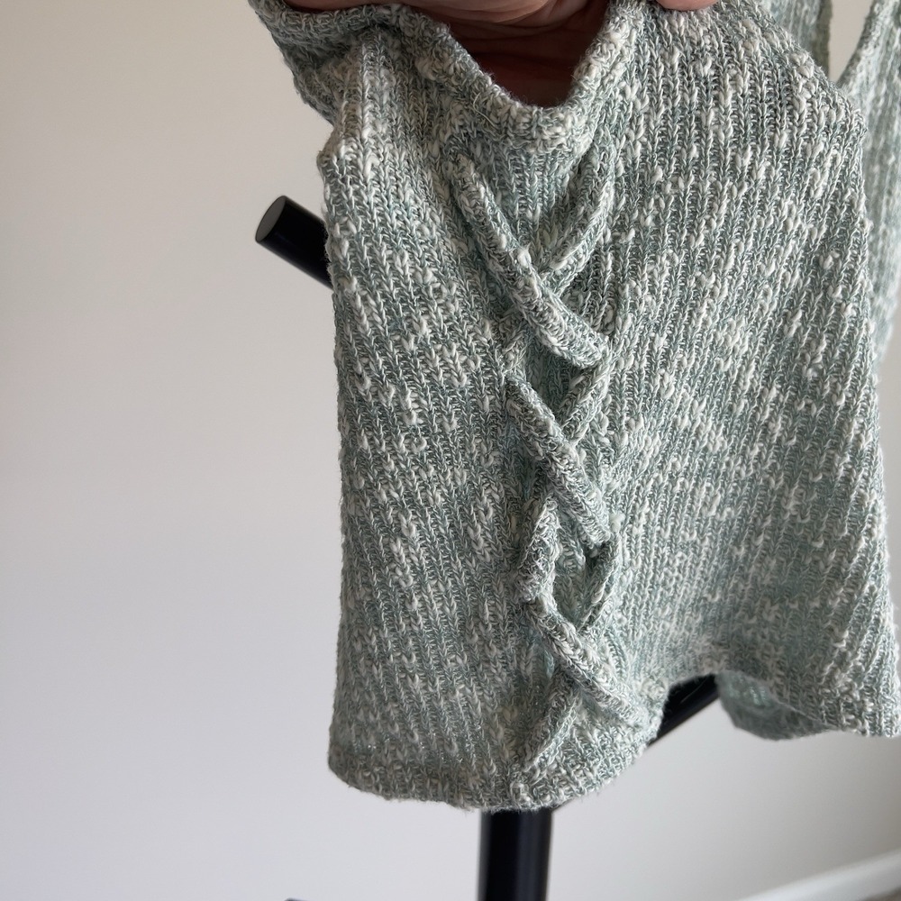Vintage Charlotte Russe Green Knit Crop Cami Tank Top Side Lace Y2K Fairycore M - Picture 5 of 8